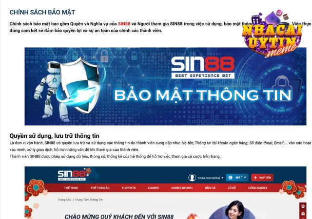Kênh Sin88 bảo mật an toàn, hiện đại