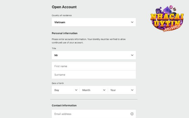 Các bước đăng ký Bet365